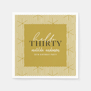 Modern geometric and script 30th birthday party napkin