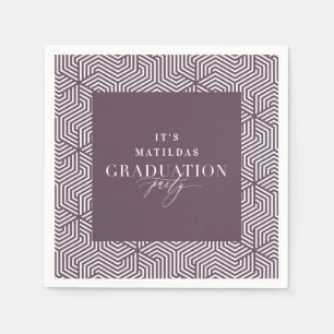 Modern geometric and script graduation party napkin