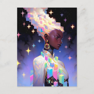 Modern Geometric Anime Girl Postcard