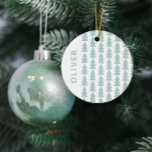 Modern geometric aqua blue Christmas tree graphic Ceramic Ornament<br><div class="desc">Modern geometric aqua blue and white Christmas tree bold minimal graphic holiday decor gift ornament design.</div>
