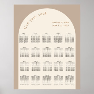 Modern Geometric Arch Beige Sand Wedding Seating Poster