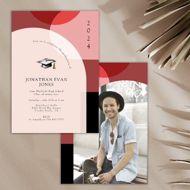 Modern Geometric Arch Custom Photo Graduation  Invitation (Creator Uploaded)