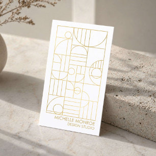 Modern Geometric Art Deco Faux Gold Designer Business Card