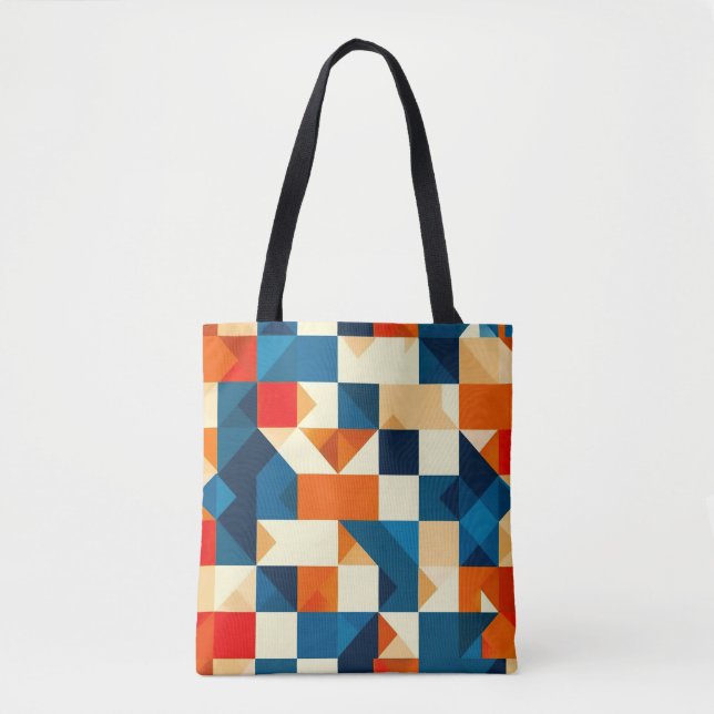 🟦 Modern Geometric Art Everyday Tote Bag (Front)