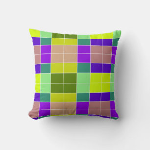 Modern Geometric Art Green Yellow Squares Pillow