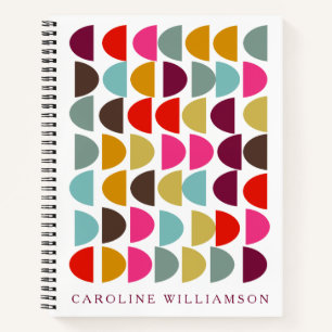 Modern Geometric Art in Earthy Autumn Personalized Notebook