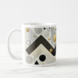 Modern Geometric Art Mug Stylish Black & Gold Ab