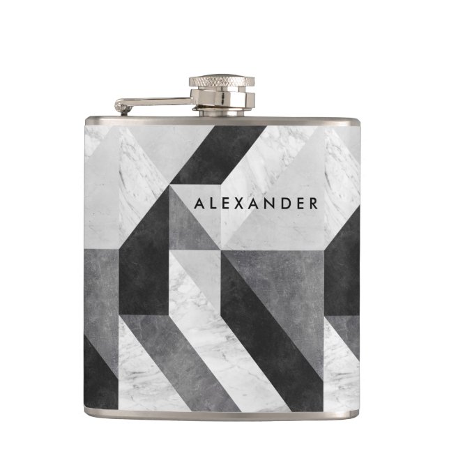 Modern Geometric Art Personalized Hip Flask (Front)