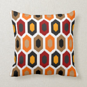 Modern Geometric Autumn Ikat Throw Pillow