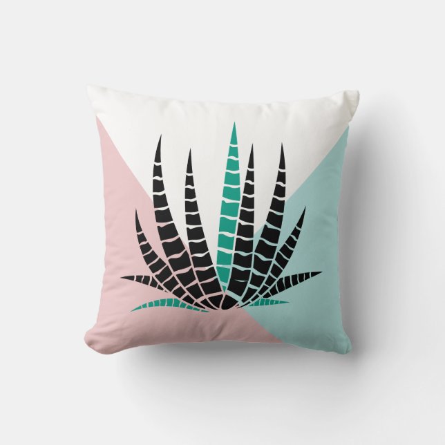 Modern geometric background stylized aloe vera throw pillow (Front)