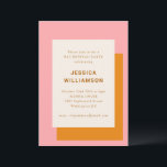Modern Geometric Bat Mitzvah Party Pink Orange Invitation<br><div class="desc">Modern Geometric Bold Stylish Bat Mitzvah Party Invitation in Pink and Orange</div>