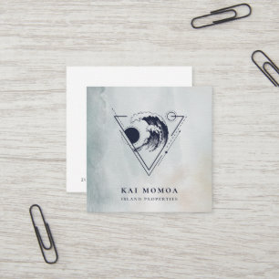 Modern Geometric Beach Wave Logo Square Business Card