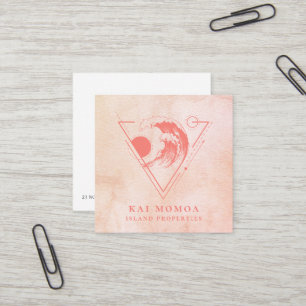 Modern Geometric Beach Wave Logo Square Business Card