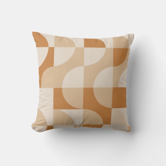 Modern Geometric Beige Throw Pillow (Front)