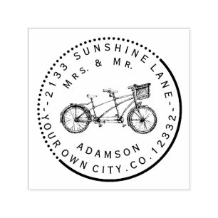 Modern Geometric Bicycle Monogram Wedding Self-inking Stamp