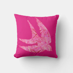 Modern Geometric Bird, Fuchsia and Light Pink Thro Throw Pillow