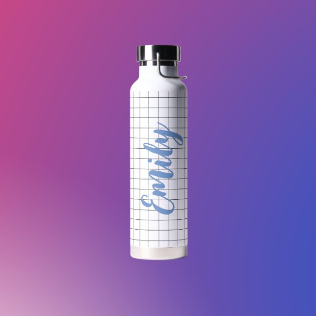 Modern Geometric Black and White Customizable  Water Bottle (Creator Uploaded)