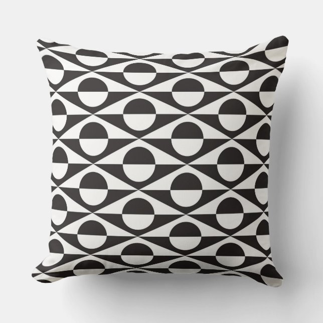 Modern geometric, black and white throw pillow (Front)