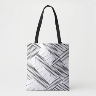 Modern Geometric Black and White Tote Bag