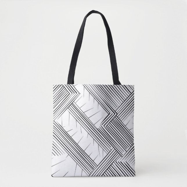 Modern Geometric Black and White Tote Bag (Front)