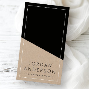 Modern geometric black Kraft paper business card