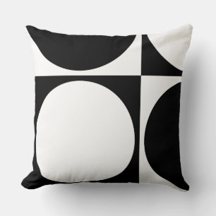Modern Geometric Black & White Circles & Squares Throw Pillow