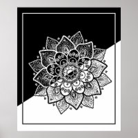 Modern Geometric Black & White Mandala