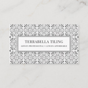 Modern Geometric Black White Tiles Tiler Tiling   Business Card