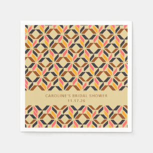 Modern Geometric Black Yellow Custom Bridal Shower Napkin