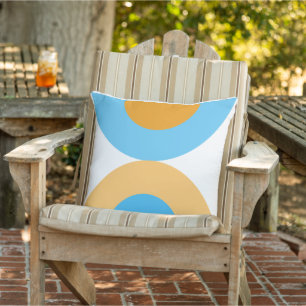 Modern Geometric Blue and Yellow   Outdoor Pillow