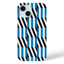 Modern Geometric Blue Black and White Op Art