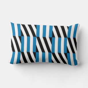 Modern Geometric Blue Black and White Op Art Lumbar Pillow