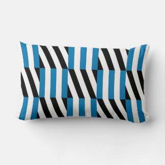 Modern Geometric Blue Black and White Op Art Lumbar Pillow