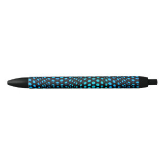 Modern Geometric Blue Dot Pattern Black Ink Pen
