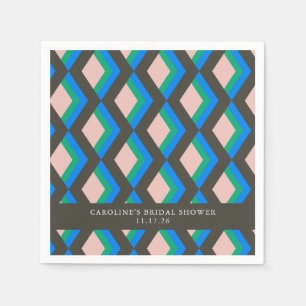 Modern Geometric Blue Green Custom Bridal Shower Napkin