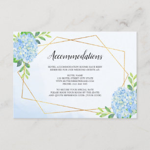 Modern Geometric Blue Hydrangea Accommodations Enclosure Card
