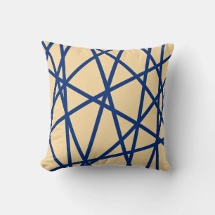 Modern Geometric Blue Pastel Pink Lines Abstract Throw Pillow