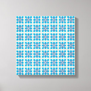 Modern geometric blue SEA squares pattern Canvas Print