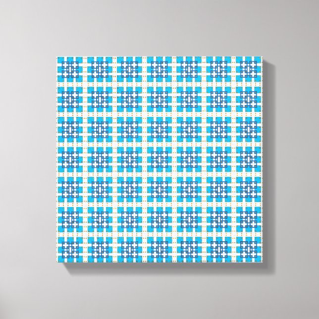 Modern geometric blue SEA squares pattern Canvas Print (Front)