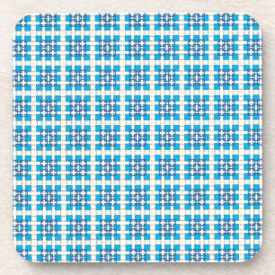 Modern geometric blue SEA squares pattern Coaster
