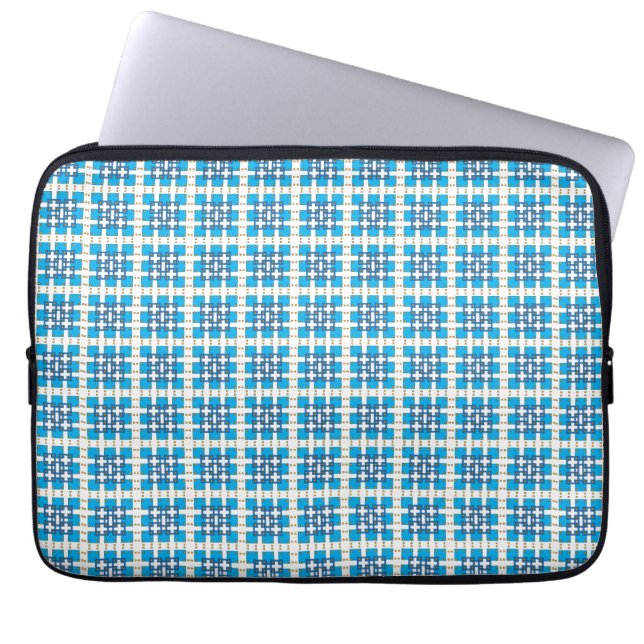 Modern geometric blue SEA squares pattern Laptop Sleeve (Front)