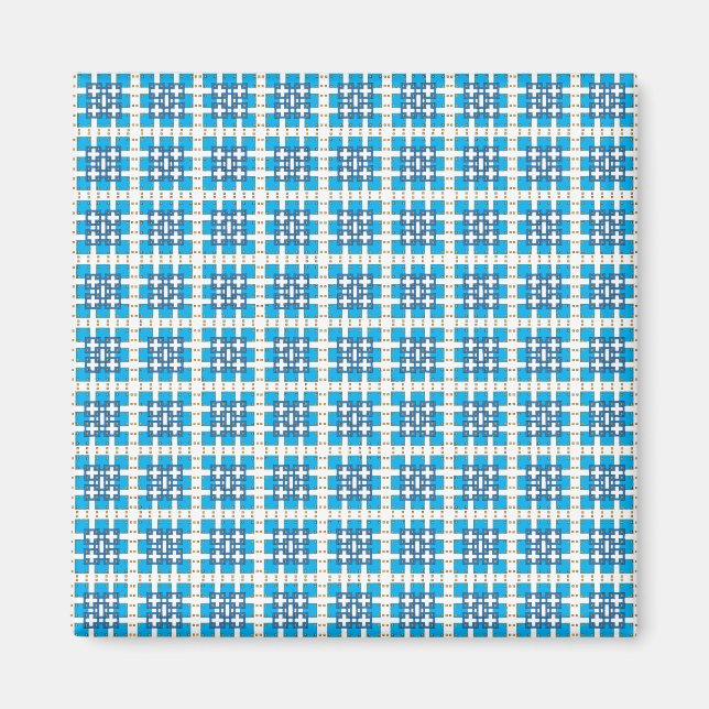 Modern geometric blue SEA squares pattern Magnet (Front)