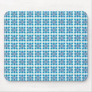Modern geometric blue SEA squares pattern Mouse Pad
