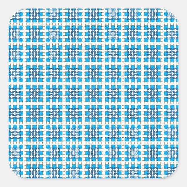 Modern geometric blue SEA squares pattern Square Sticker (Front)