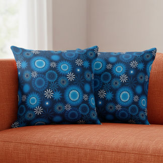 Modern Geometric Blue Throw Pillow