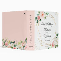 Modern Geometric Blush Pink Floral Wedding Album
