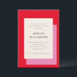 Modern Geometric Bold Pink Red Bat Mitzvah Party Invitation<br><div class="desc">Modern Geometric Bold Pink Red Stylish Bat Mitzvah Party Invitation</div>