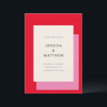 Modern Geometric Bold Pink Red Wedding Save The Date<br><div class="desc">Modern Geometric Bold Pink Red Stylish Save the Date</div>