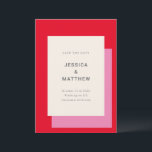 Modern Geometric Bold Pink Red Wedding Save The Date<br><div class="desc">Modern Geometric Bold Pink Red Stylish Save the Date</div>