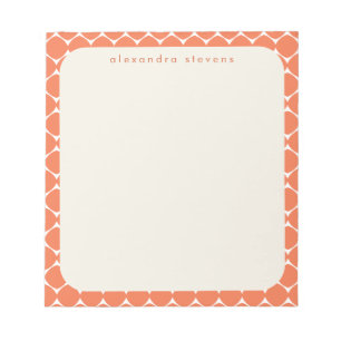 Modern Geometric Border Orange Personalized Name Notepad